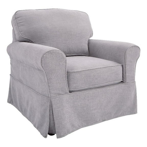 Pemberly Row Contemporary Chair with Fog Gray Fabric Slip Cover