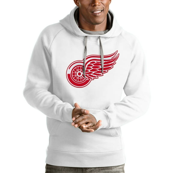 Men's Antigua White Detroit Red Wings Logo Victory Pullover Hoodie
