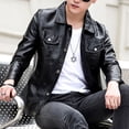 thumbnail image 6 of MRULIC Jackets for men Men Winter Leather Jacket Biker Motorcycle Zipper Long Sleeve Coat Top BlousesMen's Casual Jackets Black + L, 6 of 9