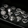 thumbnail image 5 of UDIYO 14Pcs Vintage Sunflower Moon Finger Midi Knuckle Rings Set Women Party Jewelry, 5 of 6