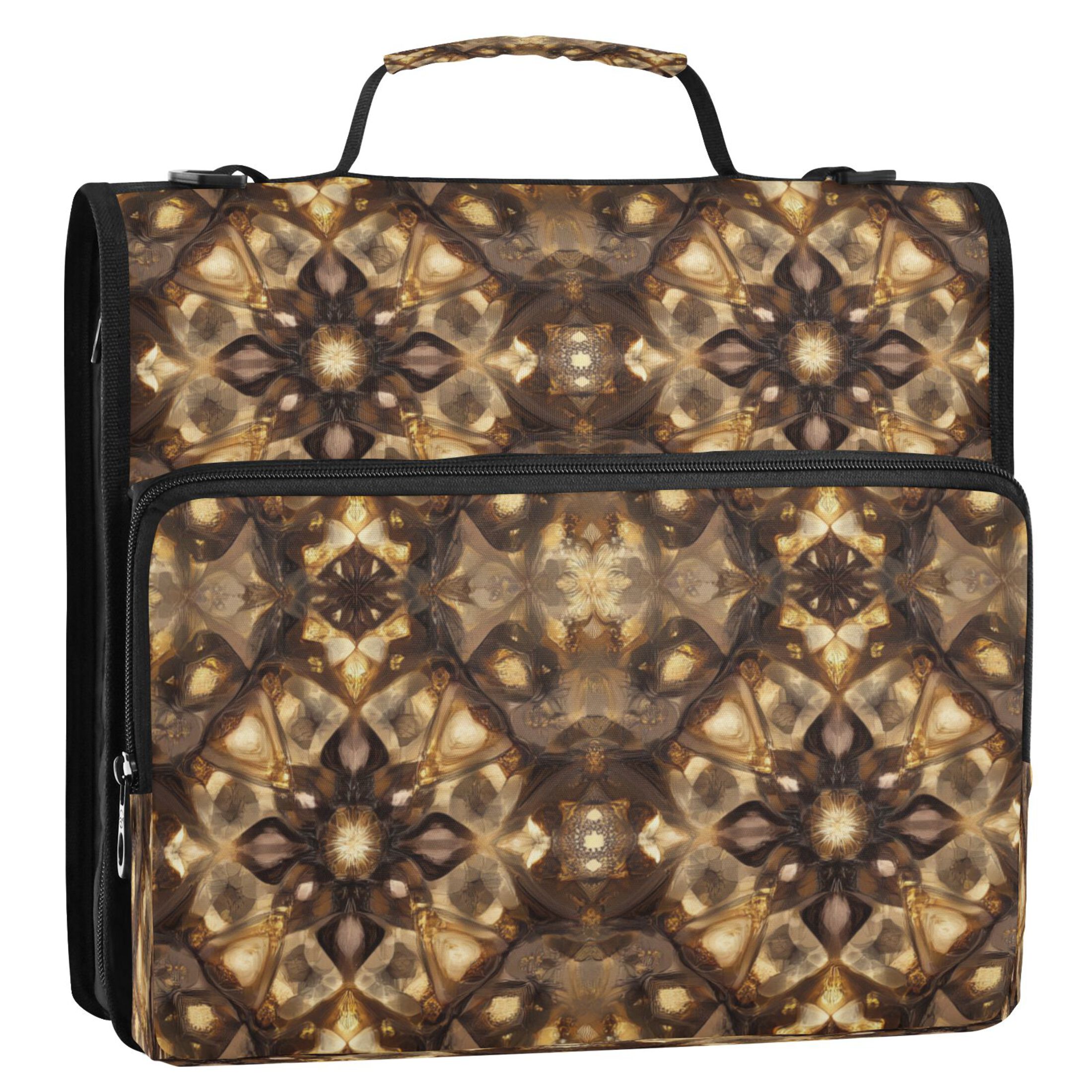 YAZAOO Zipper Binder trapper keeper Documents Organized Design Amber Mosaic Printed