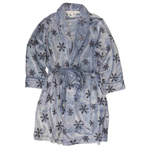 Charter Club Womens Plush Blue Gray Star Bathrobe House Coat Bath Robe