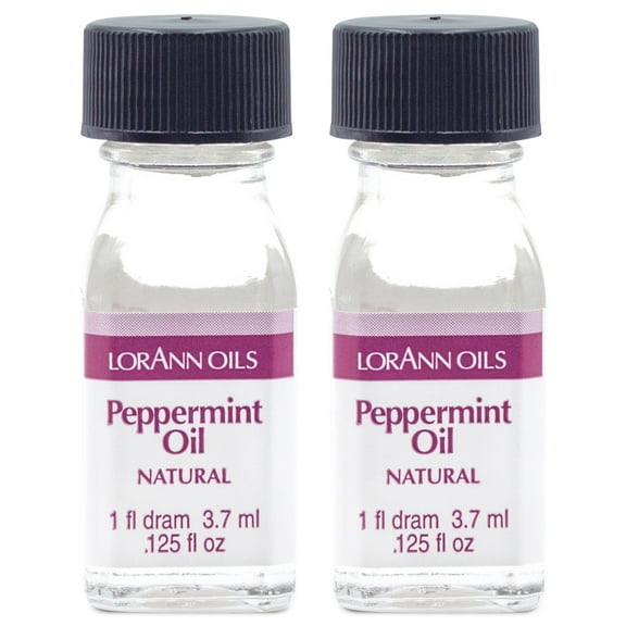 LorAnn Peppermint Super Strength Oil - Twin Pack of 1 Dram Bottles (.125 fl oz) - Candy, Confections, Baking & Essential Oils