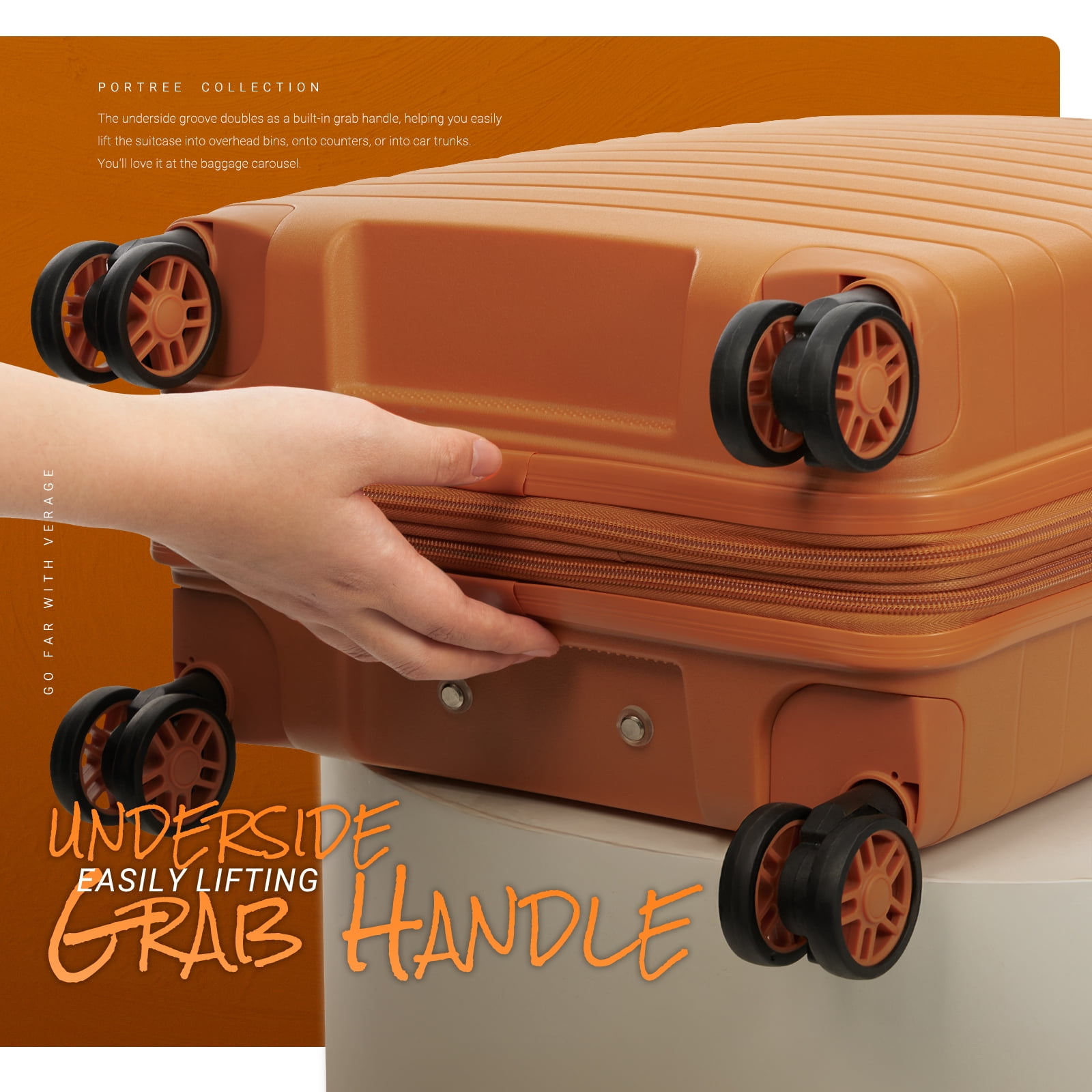 Verage Hardside Carry On Luggage With Spinner Wheels,Expandable Hardshell Suitcase,TSA Airline Approved,Carry-On 20-Inch,Orange