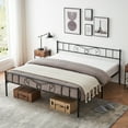 thumbnail image 1 of Cama King de metal robusta - Cabecero y piecero, base de colchón con lamas de acero - Almacenamiento inferior, sin box spring, montaje sencillo, antirruido - Negra, KING, 1 of 8