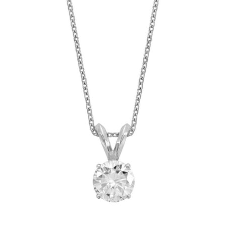 Radiant Fire® Lab Grown 1/2 Ct Round Diamond Solitaire Necklace, SI2 clarity, D E F color, in 14K White (Best Lab Grown Diamonds)