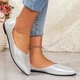 thumbnail image 5 of Rokment Womens Metallic Glitter Dress Shoes Ballet Flat Fashionable Casual Comfortable Leather Pointed Toe Slip on Loafers Bridal Wedding Formal Dressy Low Heels for Ladies Silver Size 7, 5 of 7