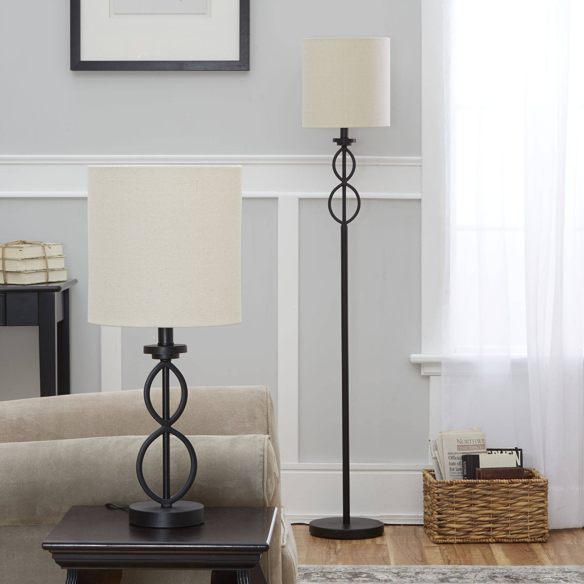 Mainstays Table and Floor Lamp Set, Black, CFL Bulbs Included - image 3 of 5