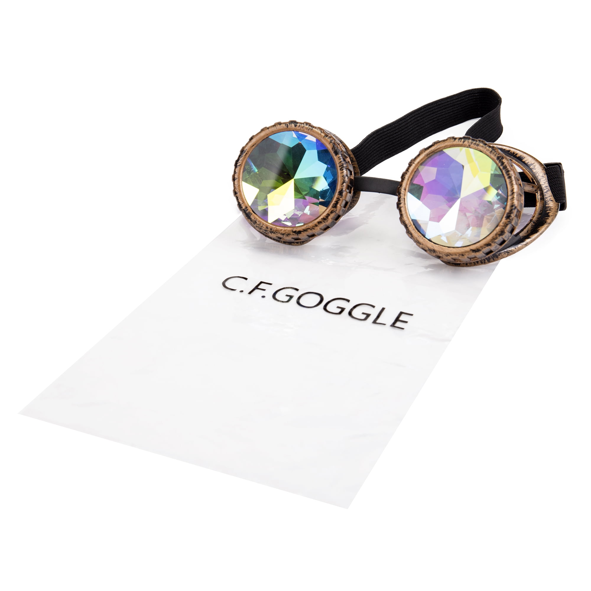 C.F.GOGGLE Kaleidoscope Goggles Prism Steampunk Cyber Real Crystal