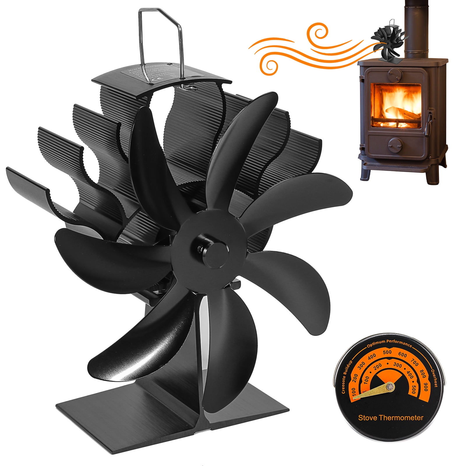 Wood Stove Fan Heat Powered, 7 Blade Fireplace Fan Non-Electric, Thermoelectric Fan Eco Fan for Wood Burning Stove/Pellet/Log with Accessories Magnetic Thermometer - Walmart.com