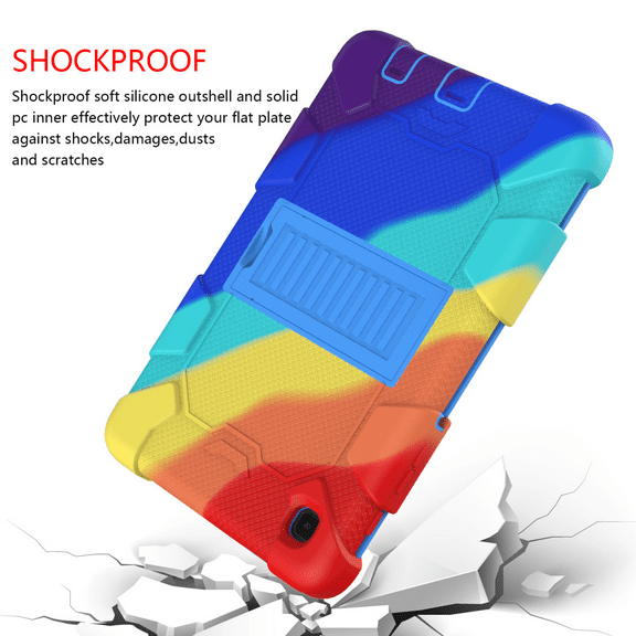 For Samsung Galaxy Tab A7 Case 2021 (SM-T220/T225), Hybrid Samsung a7 Case 8.7 Inch with Stand, Shock Resistant Rugged Samsung Tablet a7 Case for Boys and Girls (Colorful Blue)