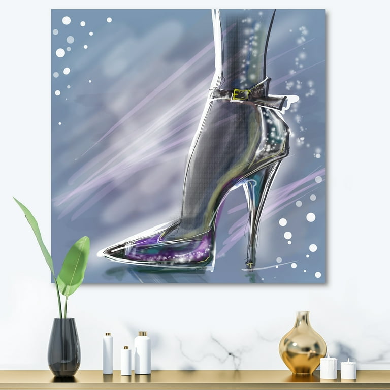 Shiny Woman Shoe High Heeled Stiletto With Glitter 30 in x 30 in