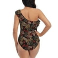 thumbnail image 5 of Easygdp Hearts and French Bulldog Women's One Shoulder Ruffle Monokini Bathing Suits with Removable Chest Pad, Quick Drying - Small, 5 of 8