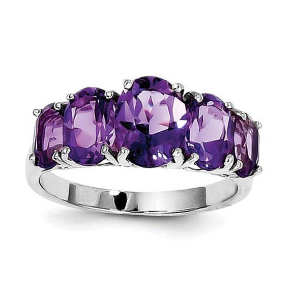 Primal Silver Sterling Silver Rhodium Amethyst Ring