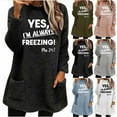 thumbnail image 2 of YES,I'M ALWAY FREEZING Fuzzy Flannel Sweatshirts for Women Casual Fleece Pullovers Loose Crewneck Long Sleeve Tunic Tops, 2 of 4