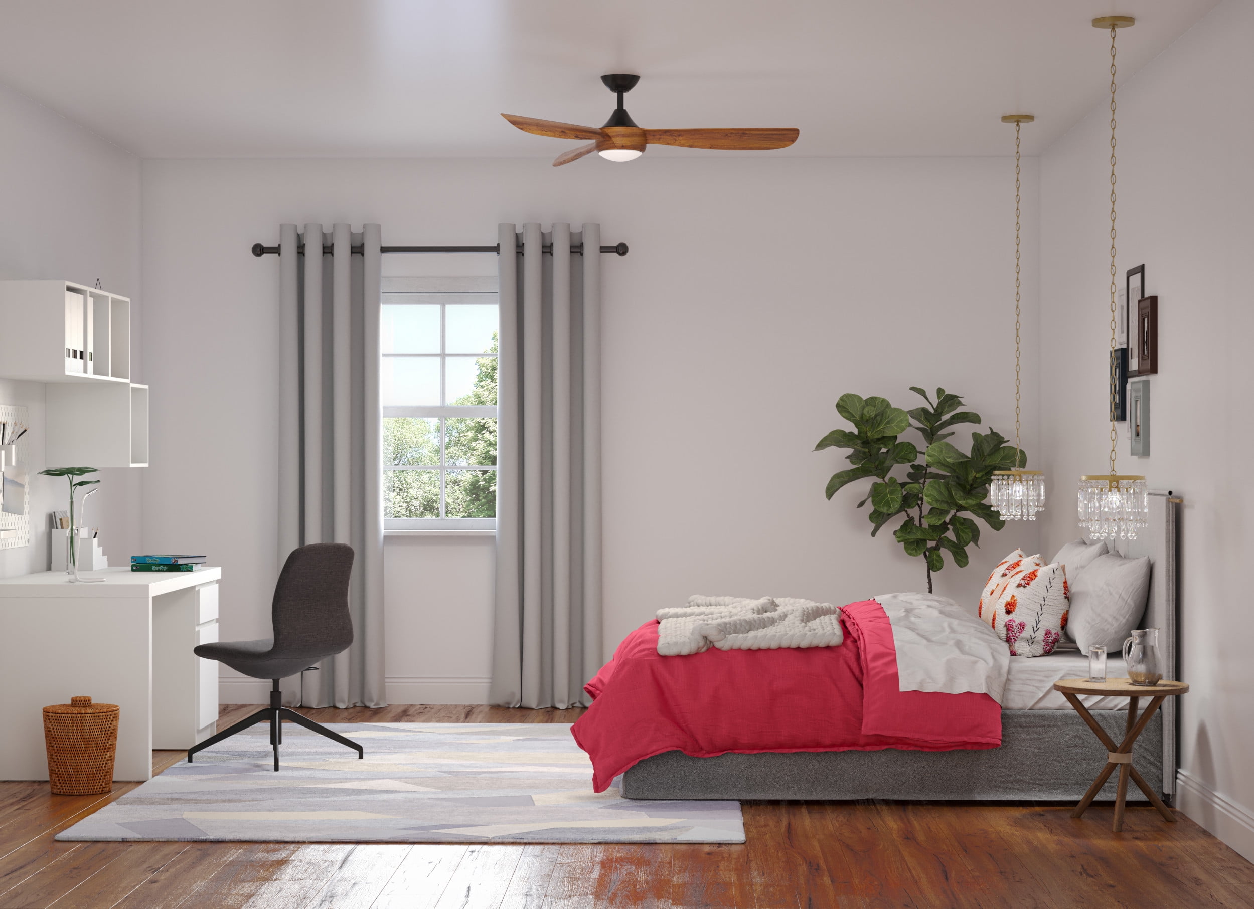 Avec Brechtin Collection 56'' Matte Black Modern 18W LED Indoor 3 Blade Ceiling Fan