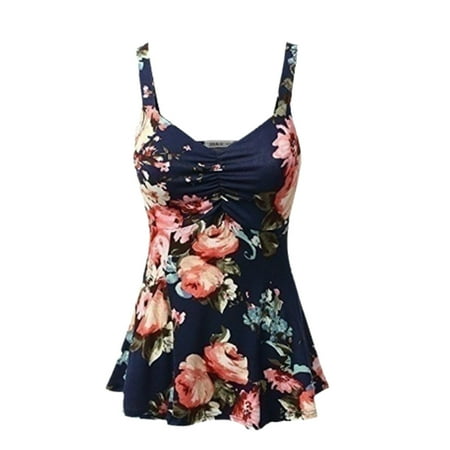 

Yskkt Women s Sleeveless Floral Print Ruffle Tops Summer Casual Camisole