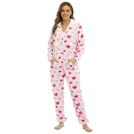 

Women S Sleepwear Women S Fleece Pajamas Sleepwear Christmas Pajamas Hooded Jumpsuit Rompers Clubwear Nightwear Plush Onesie Womens Sleepwear Polyester Pink S