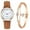 Brown, variant on Smart Watches for Women Men - Women's Classic Quartz Watch With Luminous Dial, Frosted Leather Strap, Retro Small Round Women's Watch With Bracelet