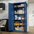 thumbnail image 7 of Polup 71" Height Metal Blue Storage Cabinet, Modern Steel Pantry Cupboard with 2 Doors and Adjustable Shelves for Kitchen Garage and Home, 7 of 7