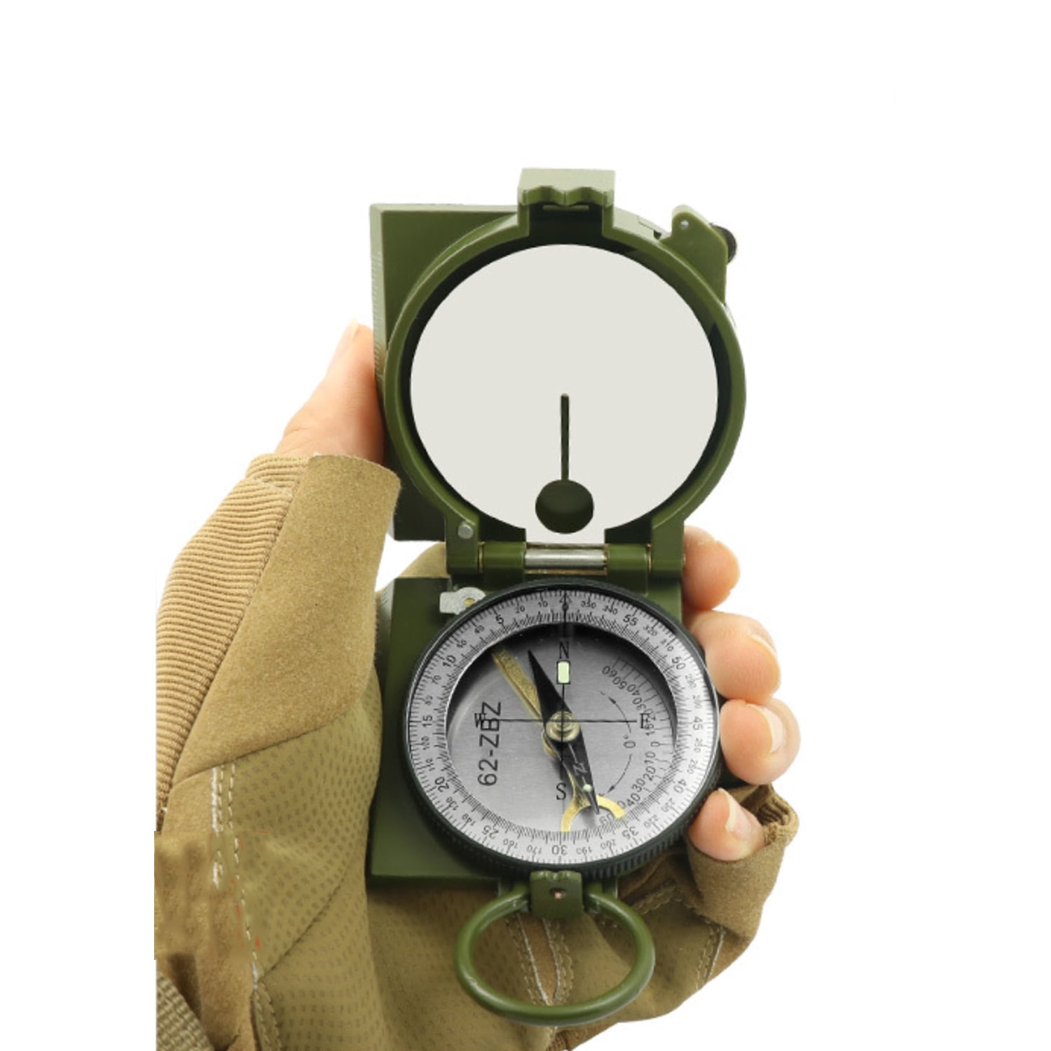 2 Pack,Army green,Outdoor Tactics Type 62 Camping Survival Compass Glow in The Dark Military Compass Survival Gearfor for Hiking, Camping,Backpacking, Outdoor Activities