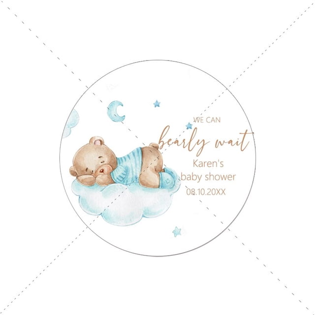 Etiquetas adhesivas personalizadas con temática de oso, etiquetas de bienvenida para Baby Shower, recién nacido, lindo oso personalizado, niña, niño, cumpleaños, bautismo