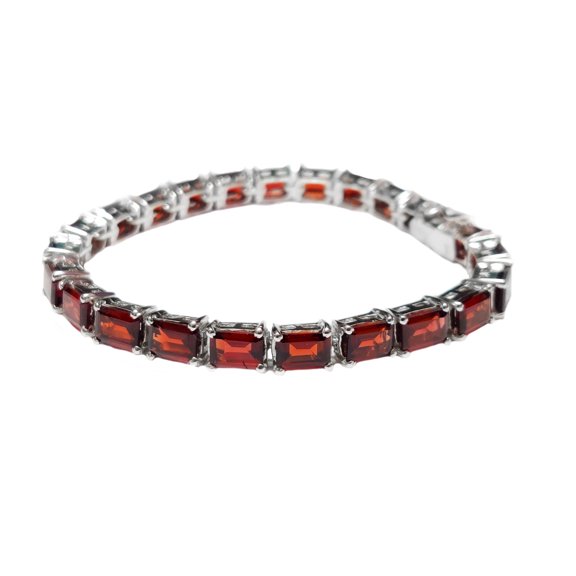 Silver Garnet Bracelet Sterling Silver Garnet Bracelet 5x7 mm Octagon Garnet Bracelet January Birthstone Bracelet Garnet Tennis Bracelet