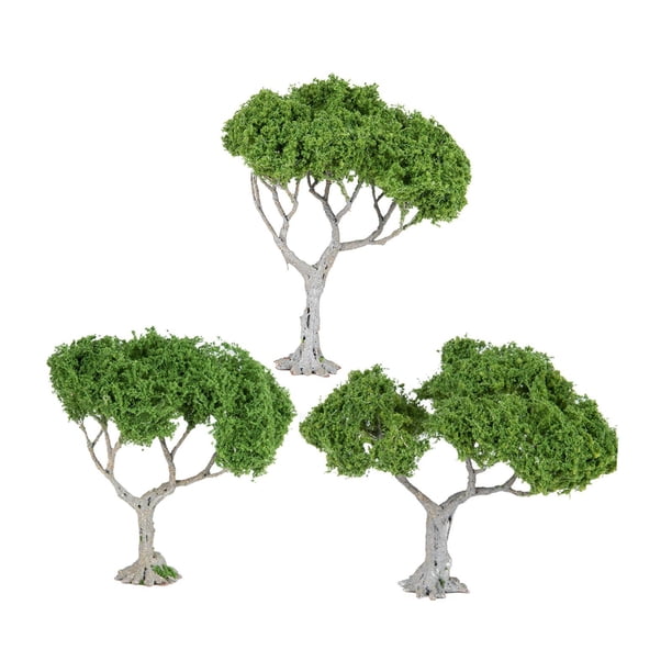 3 piezas de árboles en miniatura para mesa de arena, modelos de árboles para decoración de jardín de hadas árbol de hoja ancha