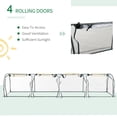 thumbnail image 4 of Outdoor Lighting Outsunny Mini Greenhouse, Portable 13' L x 3' W x 2.5' H Tunnels, 4 Roll-Up Zip Doors, UV Waterproof PVC Cover, Steel Frame, Green,Outdoor String Lights, 4 of 5