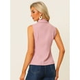 thumbnail image 3 of Camiseta Sin Mangas Informal De Verano Para Mujer Chambray Con Cuello Peter Pan Sin Mangas Rosa M, 3 of 6