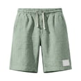 thumbnail image 4 of LODIENY Mens Cotton Linen Casual Shorts Summer Beach Vacation Elastic Waist Drawstring Short Lightweight Breathable Classic Fit Short Pants Daily Wear Green XL, 4 of 8
