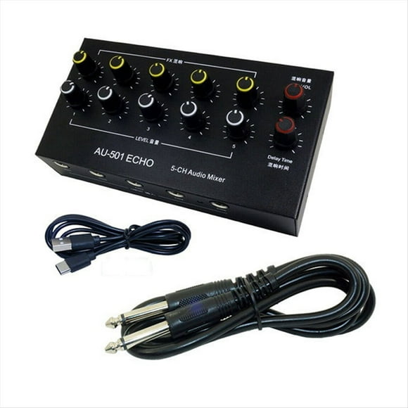 Mezclador de Audio de 5 Canales, Miniextensor de Micrófono Portátil, Consola de Mezclas con Reverberación, Tipo C, Recargable A