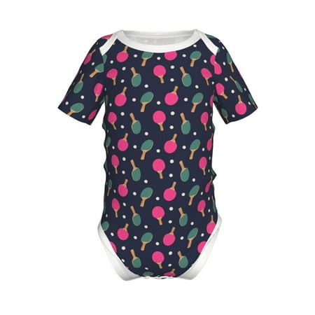 

Junzan Ping Pong Rackets And Balls Print Short-Sleeve Baby Climbing Clothes Bodysuits for Infant One-Piece for Baby Boys & Girls Baby Clothes Baby Romper with Snap Closure-2 Years