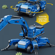 Drill Construction Vehicles Toy for Kids, 1/50 Scale Inertial Transform Engineer Truck Toys for Boys Christmas Birthday Gifts(Blue Green)