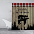 thumbnail image 3 of Black Bear Shower Curtain, Country Red Buffalo Plaid Check Pine Tree Woodland Animal Lodge Cabin Rustic Farmhouse Bathroom Decor, Fabric Shower Curtain, 72 X 72 Inch, Welcome, 3 of 5