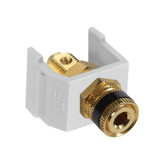 Hubbell SFSPGBKW AV Connector - Speaker Post- Gold - White & Black Ring