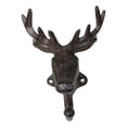 thumbnail image 3 of Pack Of 2 Cast Iron Rustic Elk Deer Head With Antlers Wall Coat Hook Sculptures, 3 of 9
