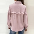 thumbnail image 3 of Women Button Down Dressy Shirts Collared Puff Long Sleeve Ruffle Tops Ladies Fall Elegant Casual Fashion Work Shirt S-XXL, 3 of 5