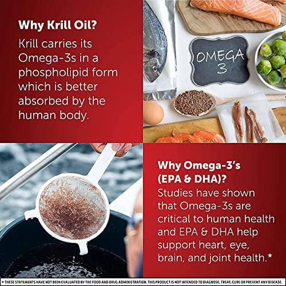 MegaRed Omega-3 Krill Oil Supplement 1000mg - Ultra Strength Softgels (60 Count in A Box), Has No Fishy Aftertaste, Has EPA and DHA, Antioxidant, Astaxanthin- 2 Pack