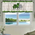 thumbnail image 3 of St. Patrick's Valances for Windows Day Lucky Green Black Buffalo Plaid Shamrock Rod Pocket Curtain Valance Window Treatment Short Curtains for Kitchen Living Room, 42"x12", 3 of 9