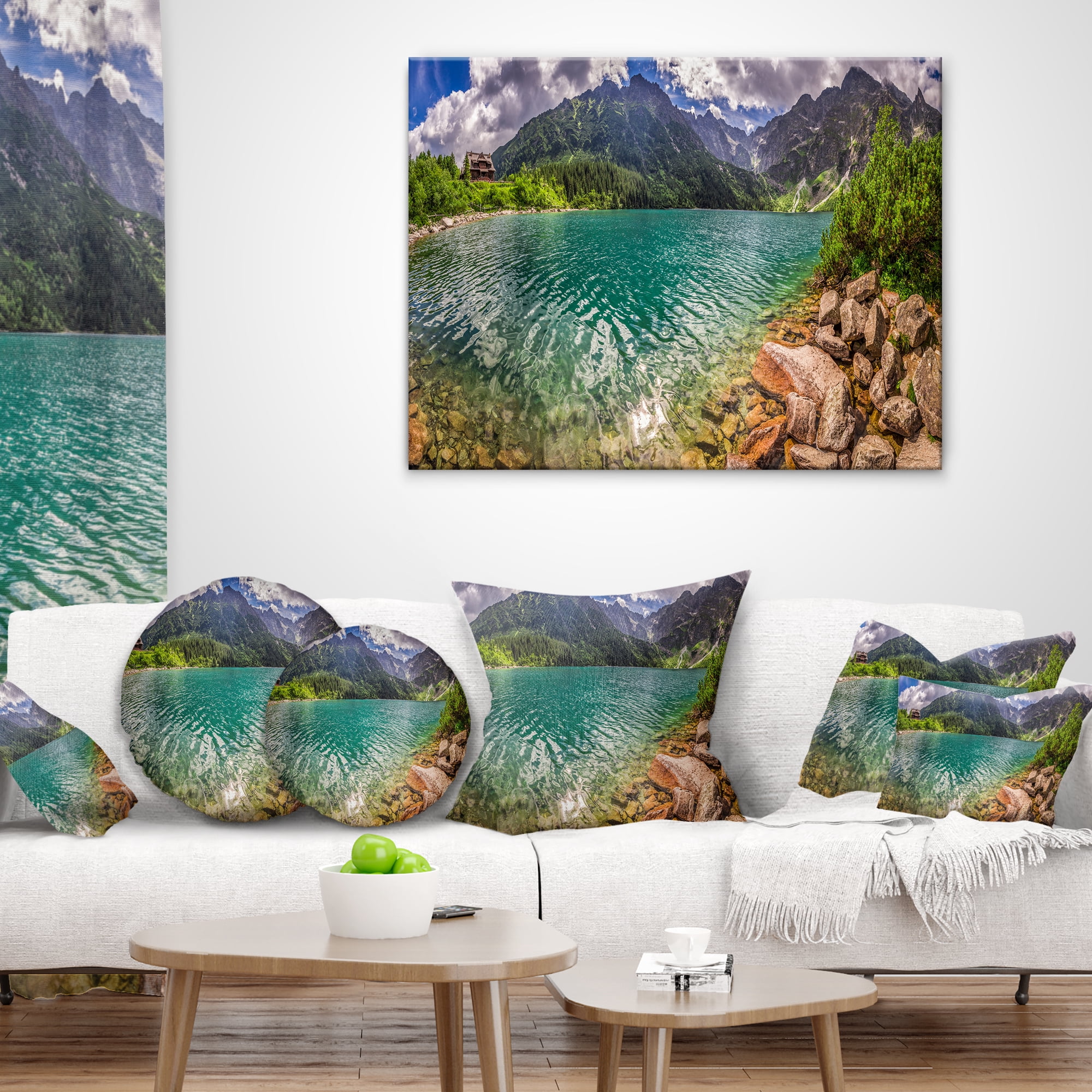 Designart Lake in Tatra Mountains Poland - Seashore Throw Pillow - 18x18