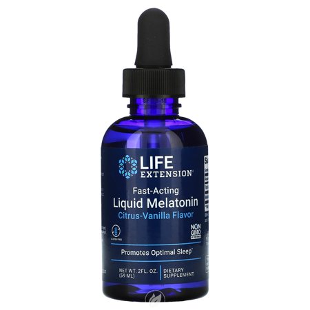 (4 Pack) Life Extension FAST-ACTING LIQUID MELATONIN 2 FL OZ. CITRUS VANILLA FLAVOR