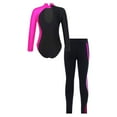 thumbnail image 5 of Aislor Girls Kids 2 Pieces Tracksuit Long Sleeve Mock Neck Leotard with Leggings Set Activewear Dancewear 6-14 A Rose 6, 5 of 6