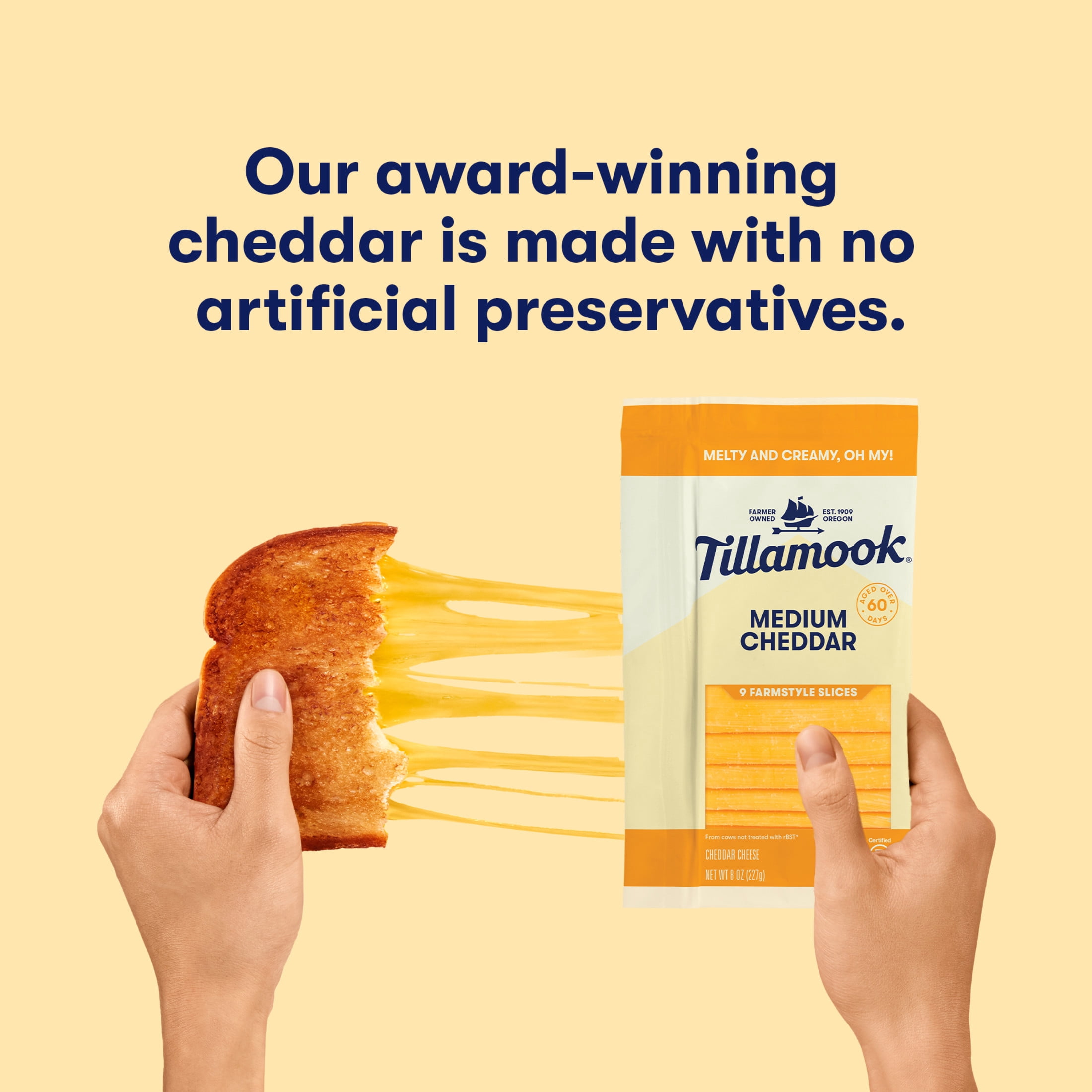 Tillamook Farmstyle Medium Cheddar Sliced Cheese, 8 oz, 9 Count