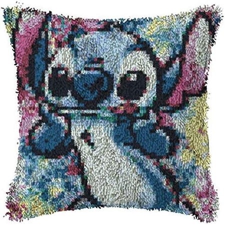 ShowNiceArt Latch Hook Kits, Lilo Stitch | Cushion Cover Pillowcase Embroidery DIY Kit, 17"x17"