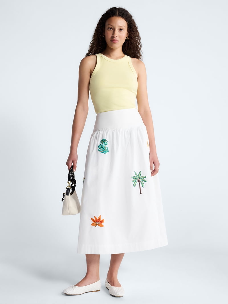 Free Assembly Women's and Women's Plus Embroidered Cotton Maxi
