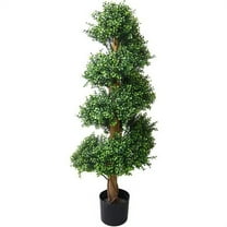 Pure Garden 48-inch Artificial Spiral Tree – Potted Boxwood Fake Plant