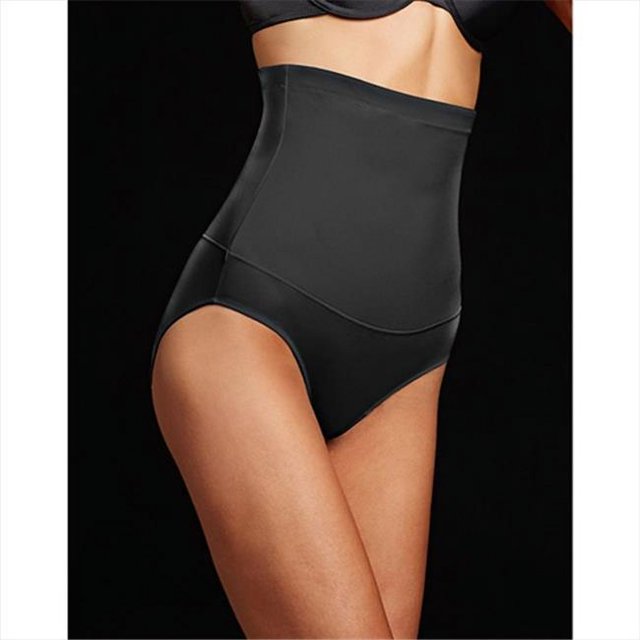 Flexees 1854 Fat Free Dressing Hi-Waist Brief, Medium - Black