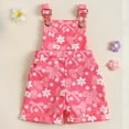 thumbnail image 2 of Zanarzt Toddler Girl Clothes Jumper Girls Summer Jumpsuits Spaghetti Strap Sleeveless Loose Romper Short Pants with Pockets Hot Pink,3-4 Years, 2 of 9