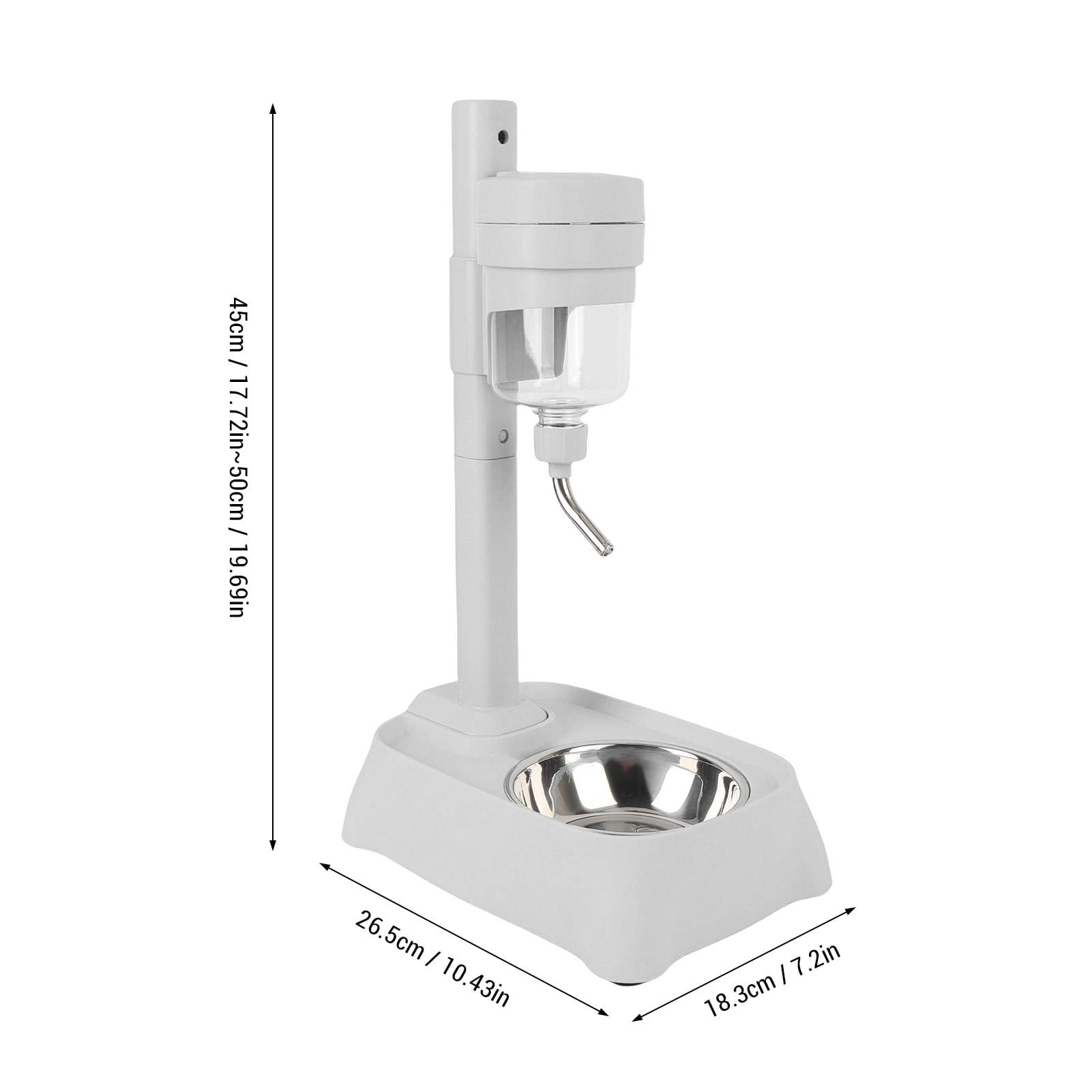 BOKYAN Adjustable Height Pet Standing Water Dispenser – 500 ml Stainless Steel Bowl, Automatic Cat & Dog Feeder, No‑Splash Design, Elegant Gray